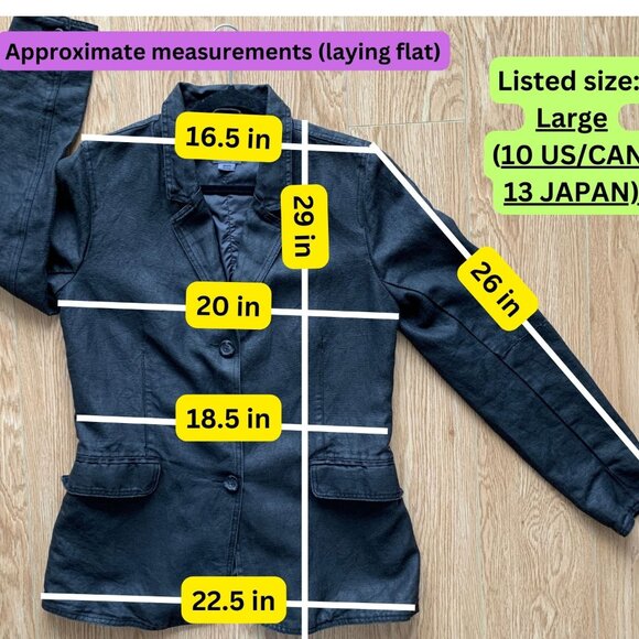 m0851 |  Blazer 100% COTTON size Large black water-resistant coat jacket - Picture 13 of 13